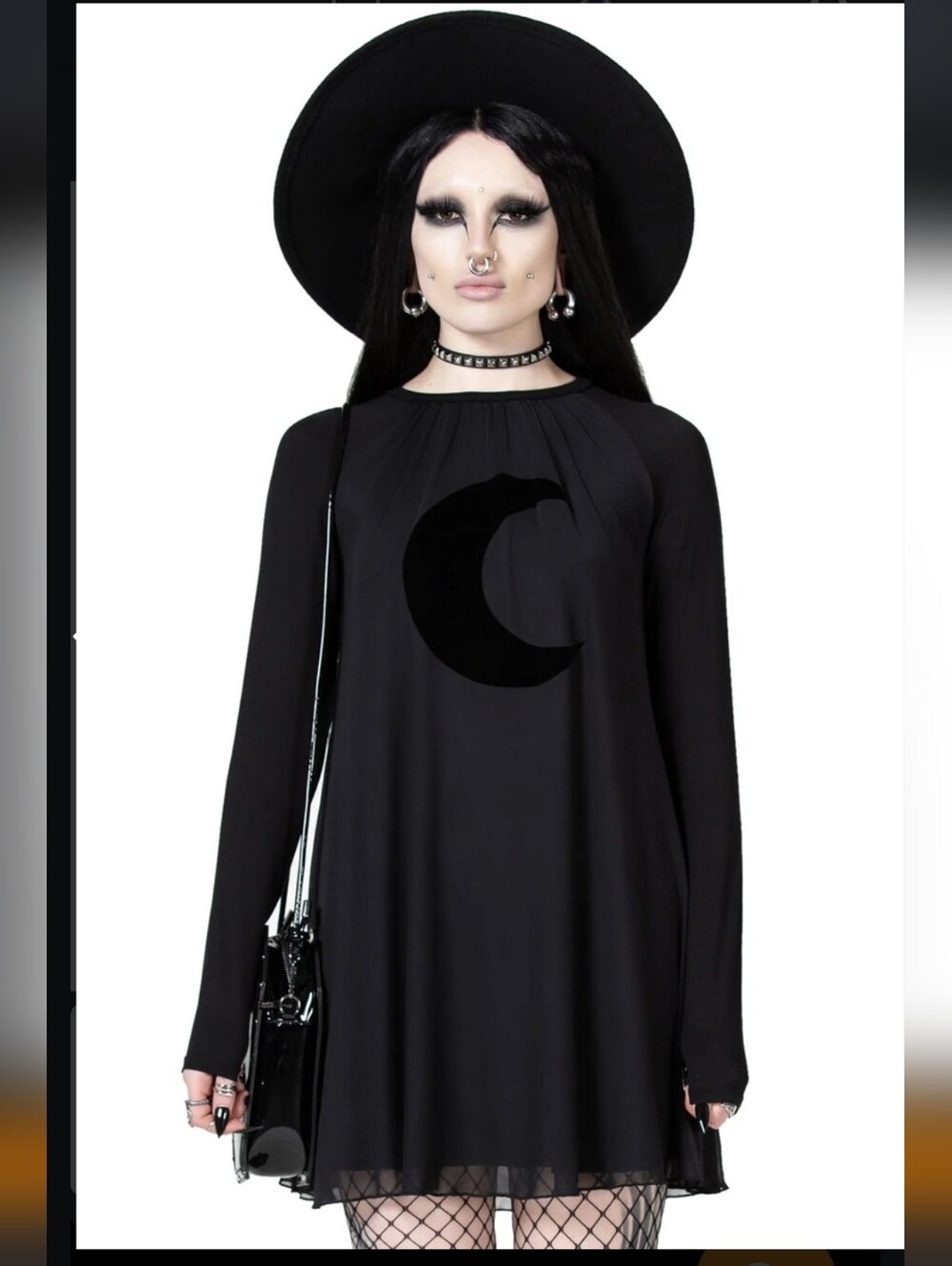 Killstar Black Crescent Moon Long Sleeve Dress